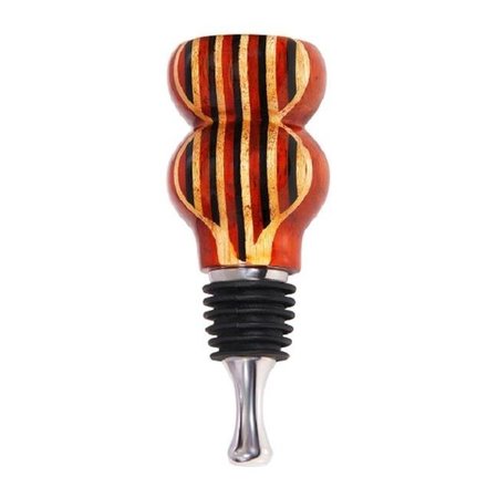 VINOSTRUMENTI VinoStrumenti VSWSM4 Stripe Lamination Flat Top Stainless Steel Wine Bottle Stopper VSWSM4